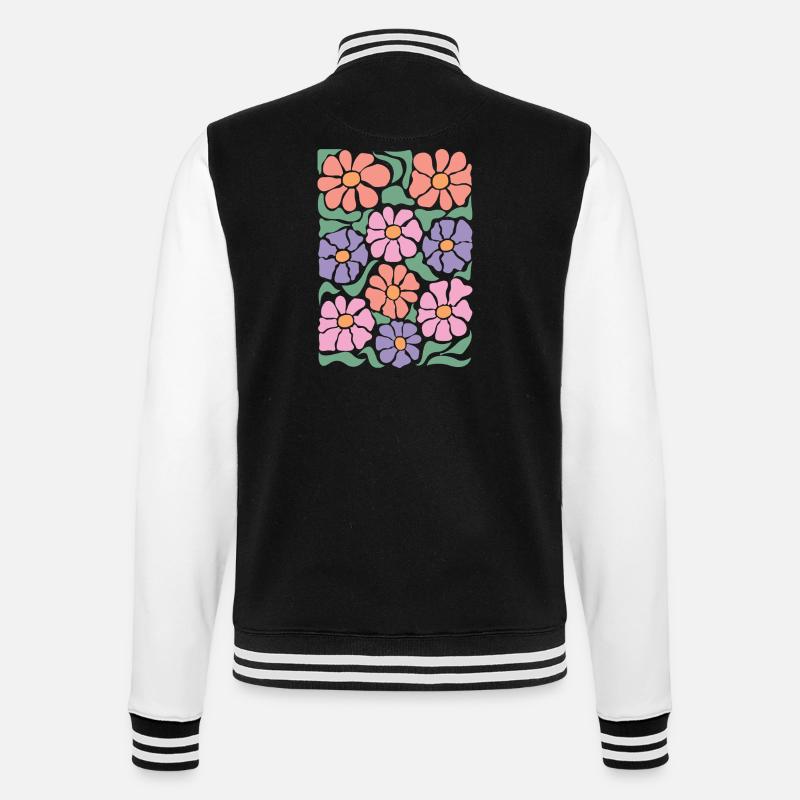 Boho Flora Blumen - College-Sweatjacke - Schwarz/Weiß