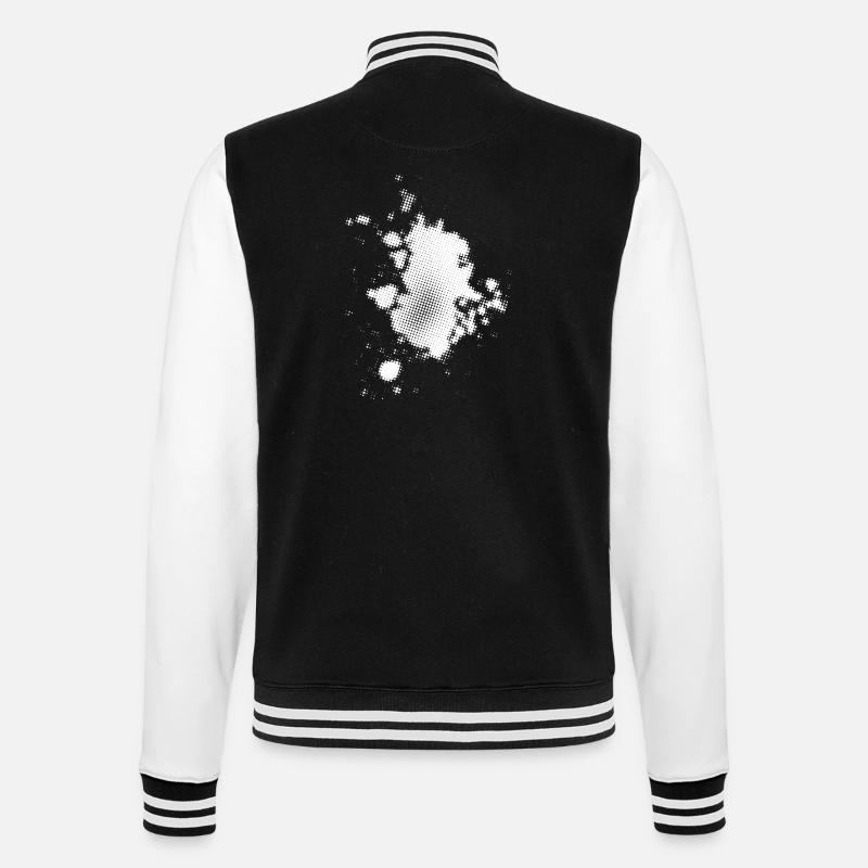 Flash, Punktehintergrund asymmetrisch | rasterized - College-Sweatjacke - Schwarz/Weiß