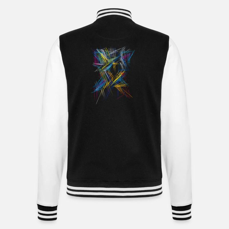 Futurism Abstract - 3D Pattern - College Sweat Jacket - black/white