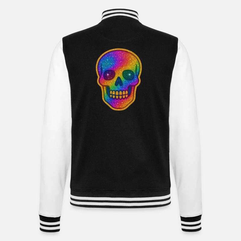 Rainbow Skull Glitter for Halloween - College Sweat Jacket - black/white