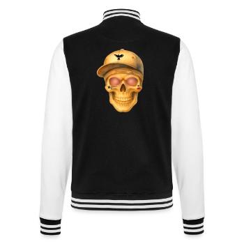 Bronze skull t-shirt design. - College Sweat Jacket - black/white - Back - Marisol (170cm)