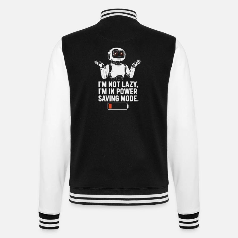 Power Saving Mode Robot - College Sweat Jacket - black/white