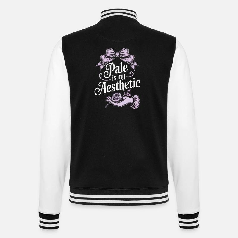 Pale Aesthetic Script with Bow - College Sweat Jacket - black/white