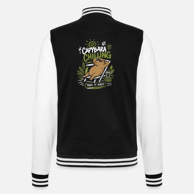 Capybara Chilling Take It Easy - College Sweat Jacket - black/white