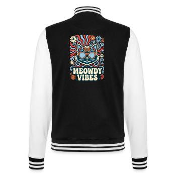 Meowdy Vibes Retro Katze - College-Sweatjacke - Schwarz/Weiß - Hinten - Marisol (170cm)