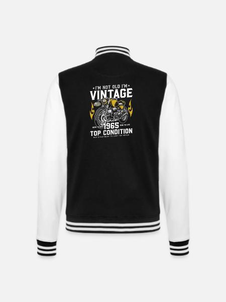 1965 Jahrgang Geburtstag Vintage Retro Motorrad - College-Sweatjacke - Schwarz/Weiß