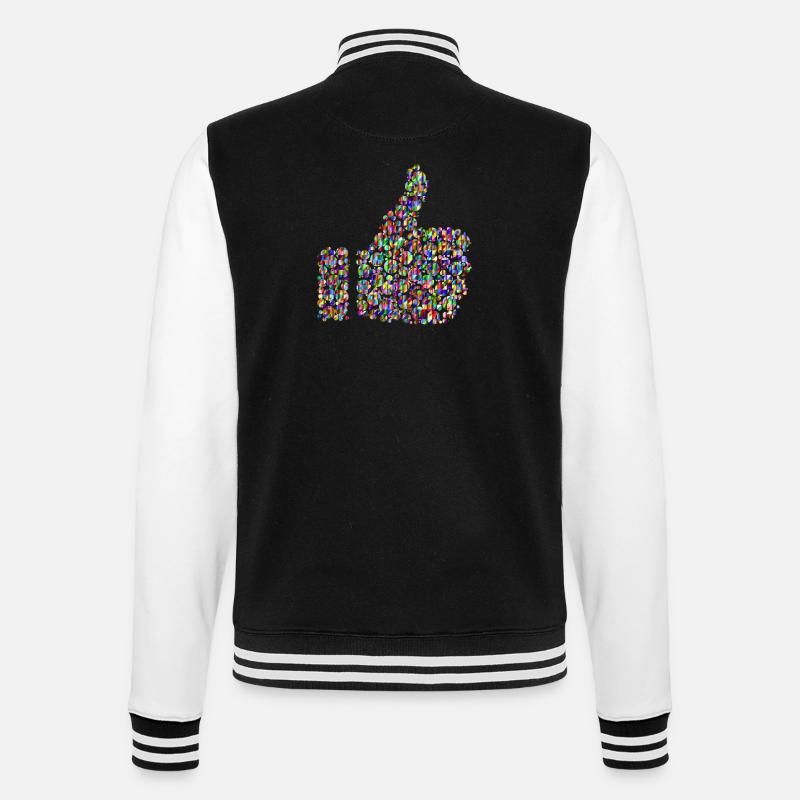 Regenbogenfarbener Daumen - College-Sweatjacke - Schwarz/Weiß