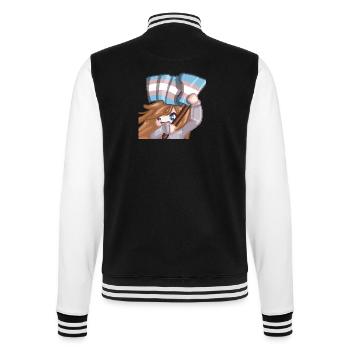 PillowG1rl Emote mit Transflagge - College-Sweatjacke - Schwarz/Weiß - Hinten - Marisol (170cm)