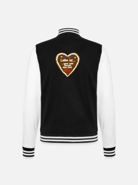 Liebe ist... wenn zwei Herzen eins sind - College-Sweatjacke - Schwarz/Weiß