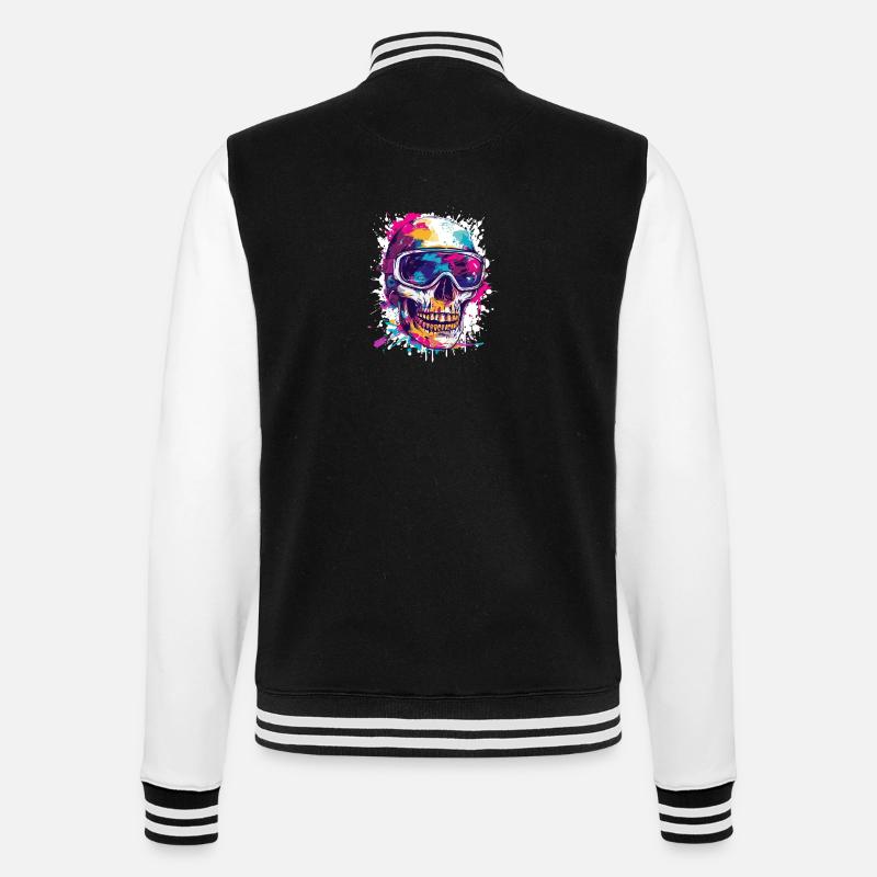 Ski Skull Ski Goggles - College Sweat Jacket - black/white