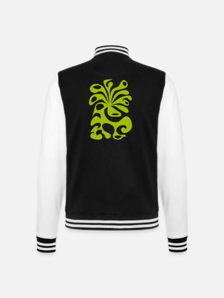 psychedelic BLOSSOM space green peacock 60s planet - College-Sweatjacke - Schwarz/Weiß