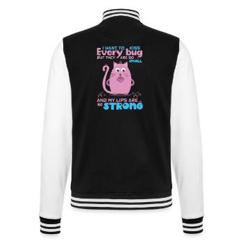 Funny Quote with Cat, Insect Humor - College Sweat Jacket - black/white - Back - Marisol (170cm)
