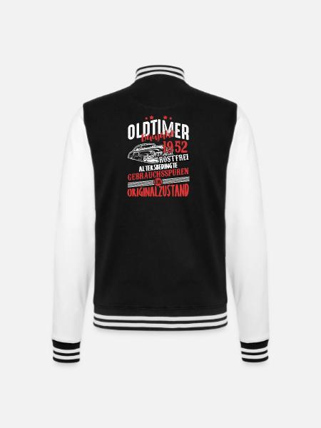 Oldtimer Baujahr 1952 Geburtstag Shirt - College-Sweatjacke - Schwarz/Weiß