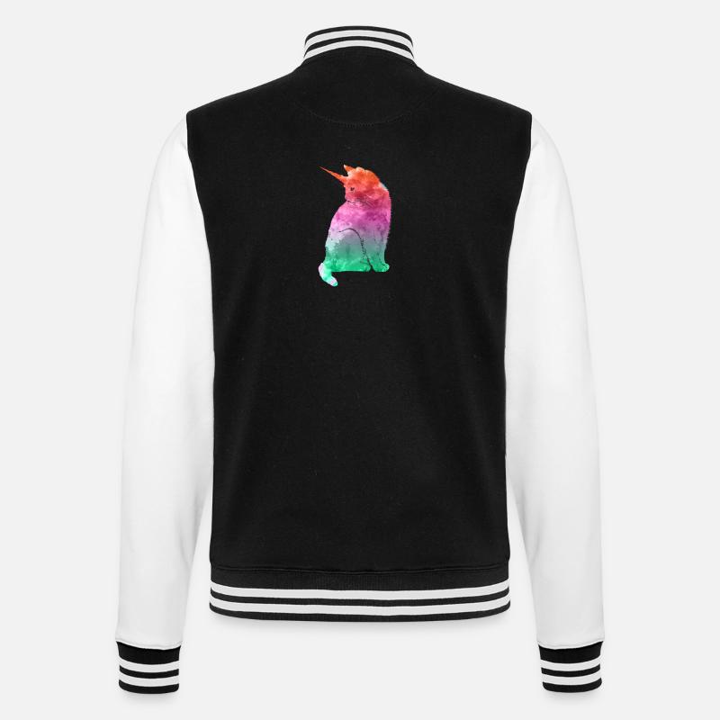 Einhorn Katze Geschenk - College-Sweatjacke - Schwarz/Weiß