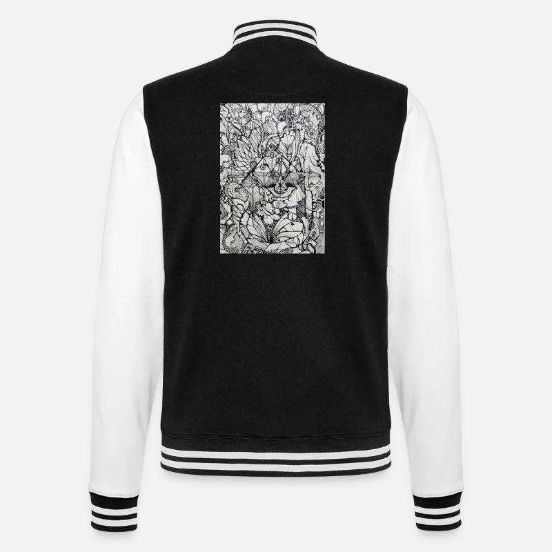 Psychedelic Vision - College-Sweatjacke - Schwarz/Weiß