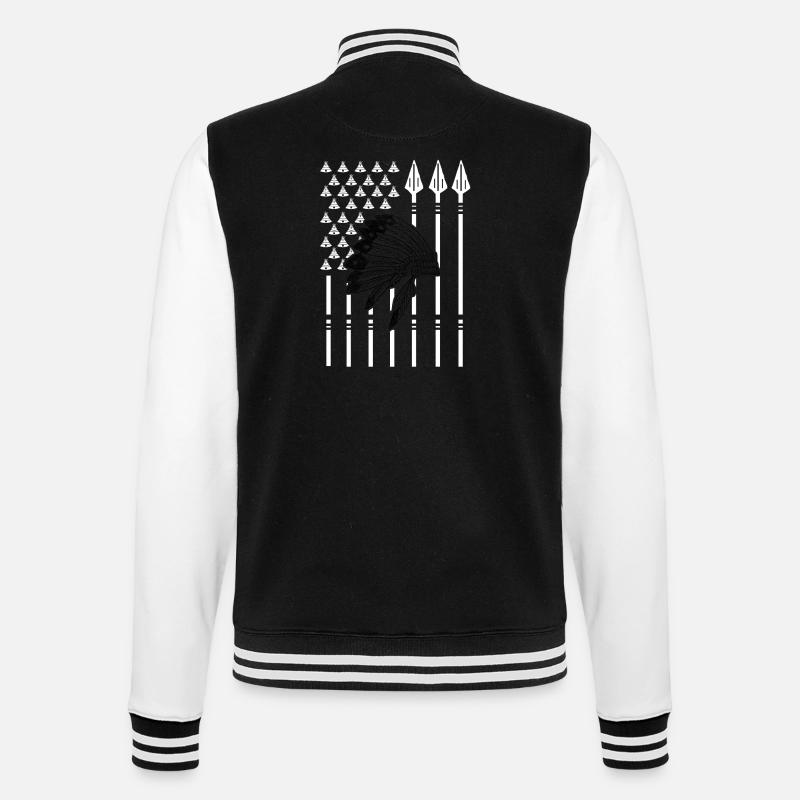 Native American flag gift - College Sweat Jacket - black/white