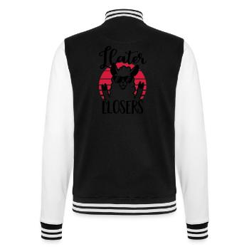 Llater Llosers Llama - Lama - Geschenk - Humor - College-Sweatjacke - Schwarz/Weiß - Hinten - Marisol (170cm)