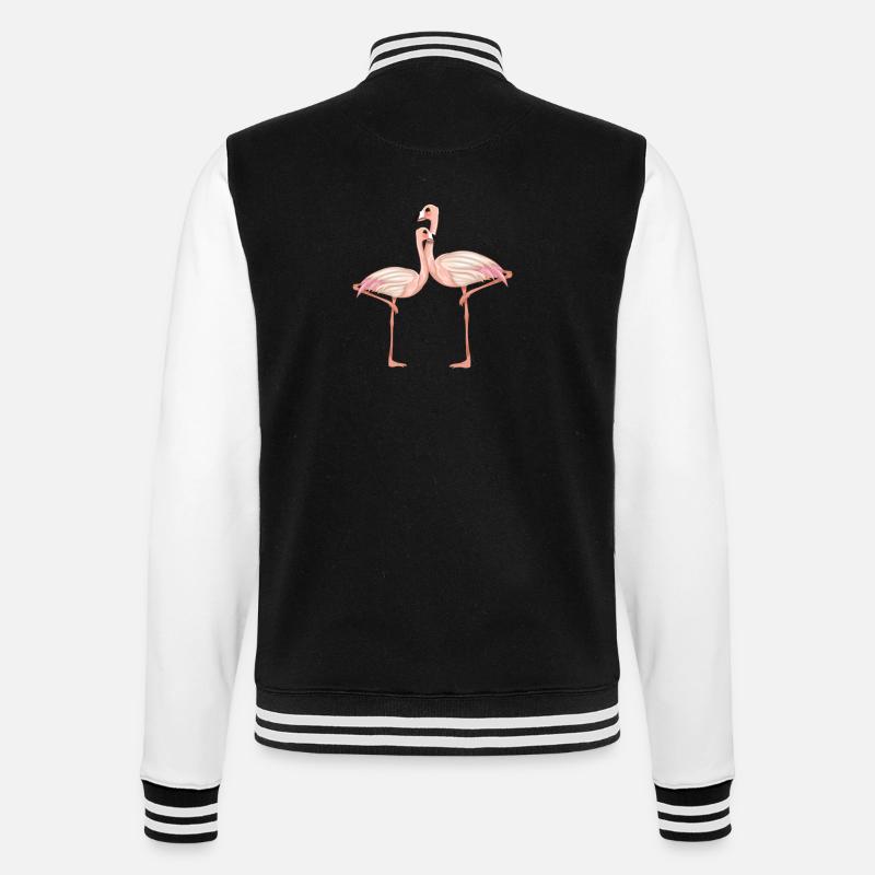 Flamingo Pärchen comic - College-Sweatjacke - Schwarz/Weiß