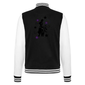 Westernreiterin mit Pferd Silhouette - College-Sweatjacke - Schwarz/Weiß - Hinten - Marisol (170cm)