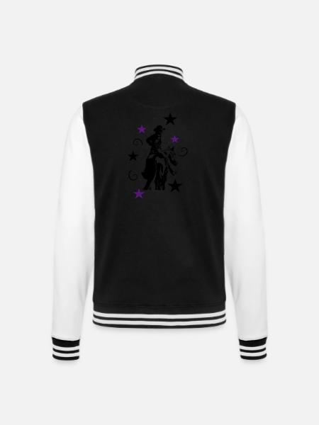 Westernreiterin mit Pferd Silhouette - College-Sweatjacke - Schwarz/Weiß
