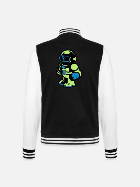 Cartoon Spaceman Astronaut - College Sweat Jacket - black/white