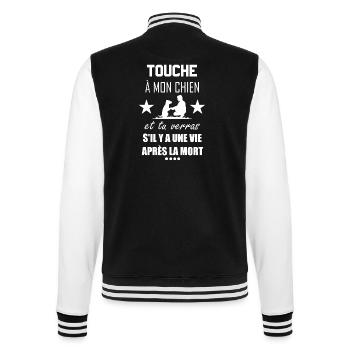 Touche à mon chien t-shirt humour cadeau - Veste Teddy - noir/blanc - Dos - Marisol (170cm)