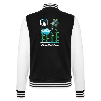 Meeresschildkröte und Fisch, Naturschutz - College-Sweatjacke - Schwarz/Weiß - Hinten - Marisol (170cm)