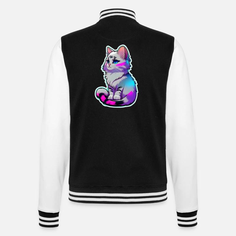 niedliche kleine graue Katze - College-Sweatjacke - Schwarz/Weiß