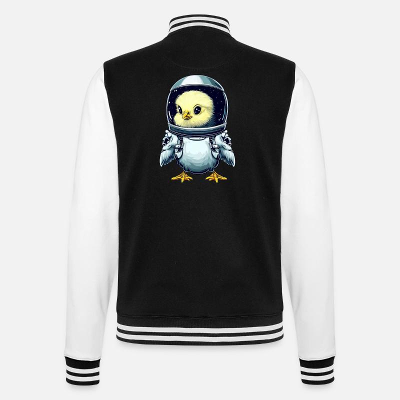Chicken and chick astronauts, creative - College Sweat Jacket - black/white