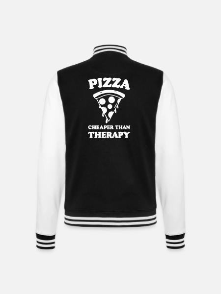 Pizza Cheaper than Therapy - College Sweat Jacket - black/white