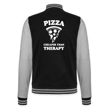 La pizza moins chère que la thérapie - Veste Teddy - noir/gris chiné - Dos - Marisol (170cm)