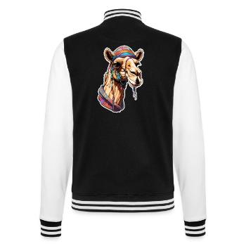 Kamel / Wüste / Sand / Nomaden / reiten / Oasen - College-Sweatjacke - Schwarz/Weiß - Hinten - Marisol (170cm)