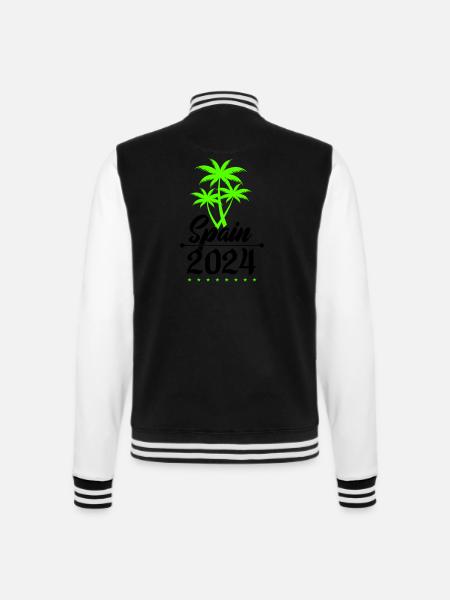 Spain 2024 Palm Trees - College Sweat Jacket - black/white