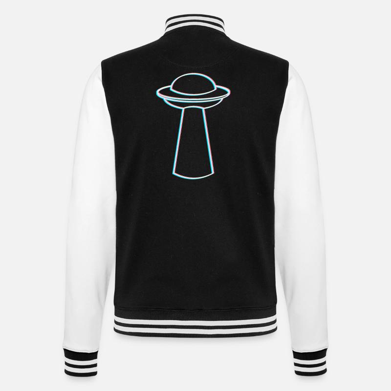 UFO Glitch – Rave & Techno Vibes - College-Sweatjacke - Schwarz/Weiß