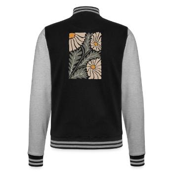 Retro Groovy Blumen - College-Sweatjacke - Schwarz/Grau meliert - Hinten - Marisol (170cm)