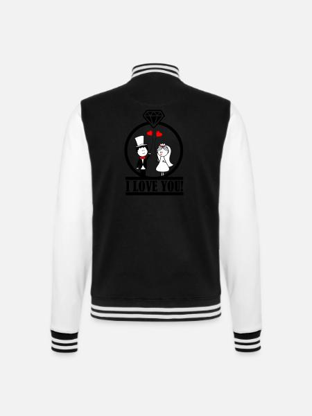 love you 1 - College Sweat Jacket - black/white