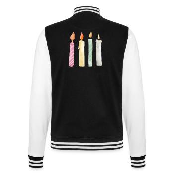 Kerze zum 4. Jahrestag - College-Sweatjacke - Schwarz/Weiß - Hinten - Marisol (170cm)