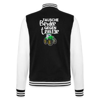 Tausche Bruder Gegen Traktor - College-Sweatjacke - Schwarz/Weiß - Hinten - Marisol (170cm)