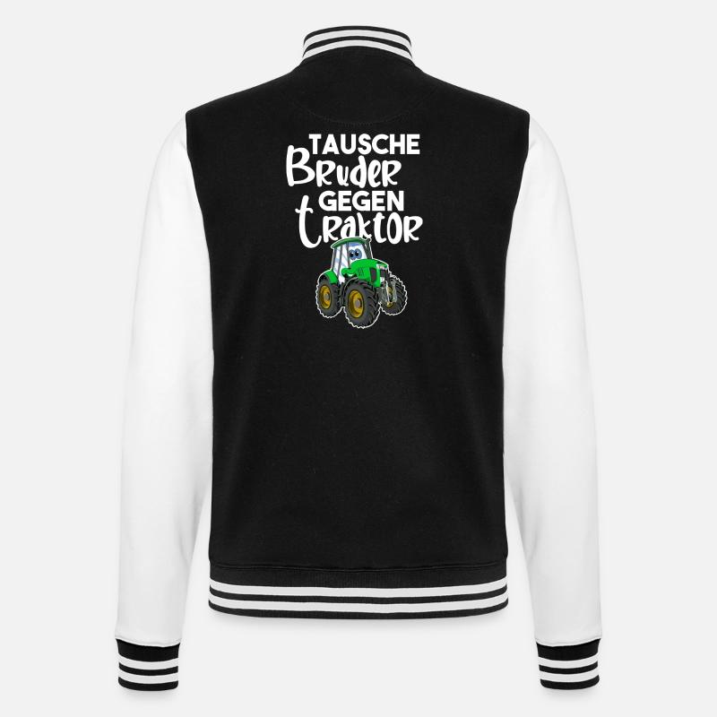 Tausche Bruder Gegen Traktor - College-Sweatjacke - Schwarz/Weiß
