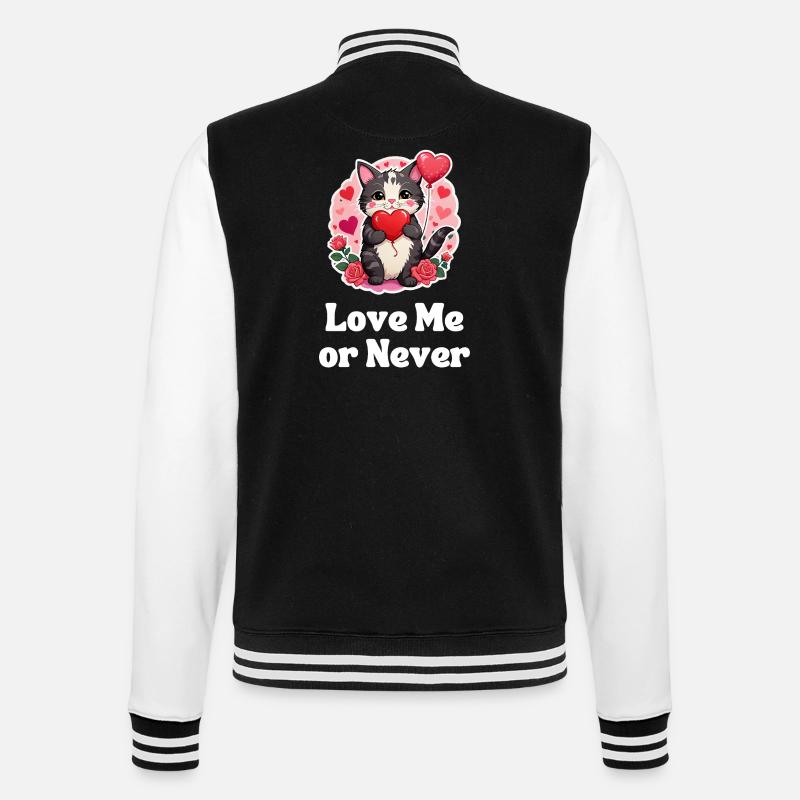 Love Me or Never - College Sweat Jacket - black/white