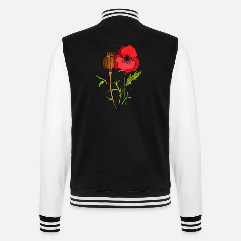 Blumen - College-Sweatjacke - Schwarz/Weiß