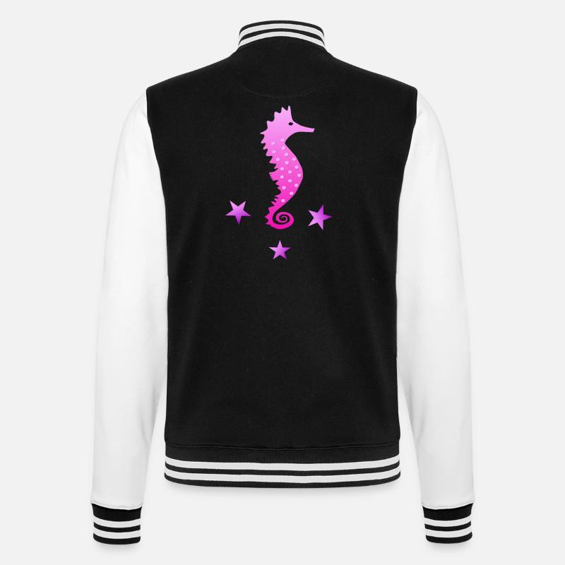 rosa Seepferdchen Wasserratte Schwimmabzeichen - College-Sweatjacke - Schwarz/Weiß