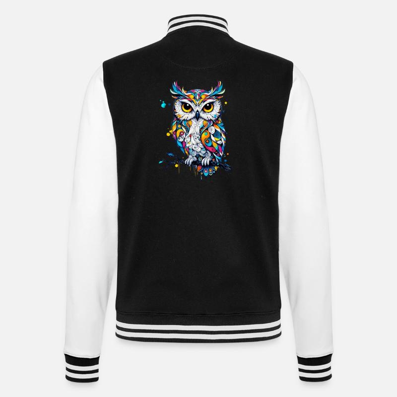 Eule - College-Sweatjacke - Schwarz/Weiß