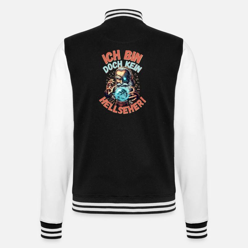 Bin doch kein Hellseher - College-Sweatjacke - Schwarz/Weiß