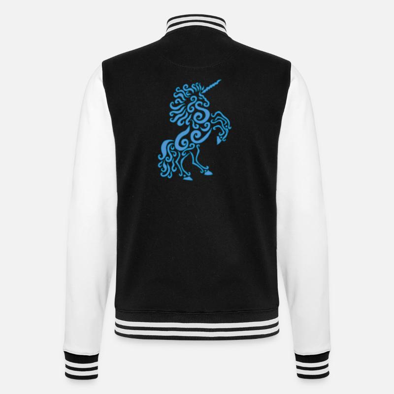 Blaues Einhorn Pferd - College-Sweatjacke - Schwarz/Weiß