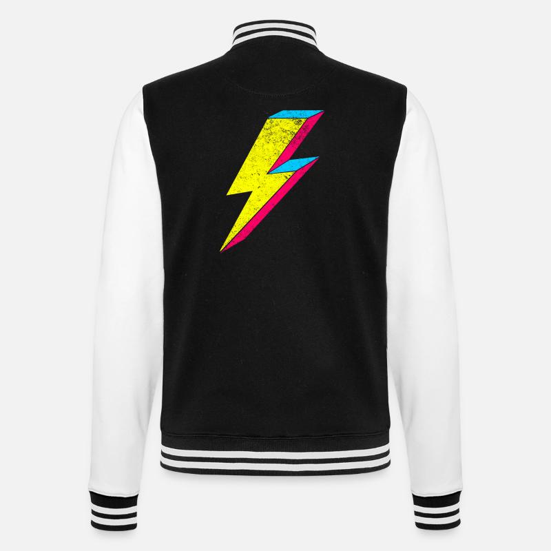 Neon Flash Lightning Design 70s 80s - College Sweat Jacket - black/white