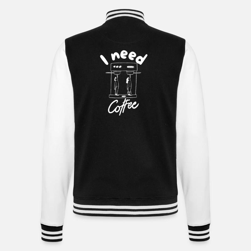 Ich brauche Kaffee - College-Sweatjacke - Schwarz/Weiß