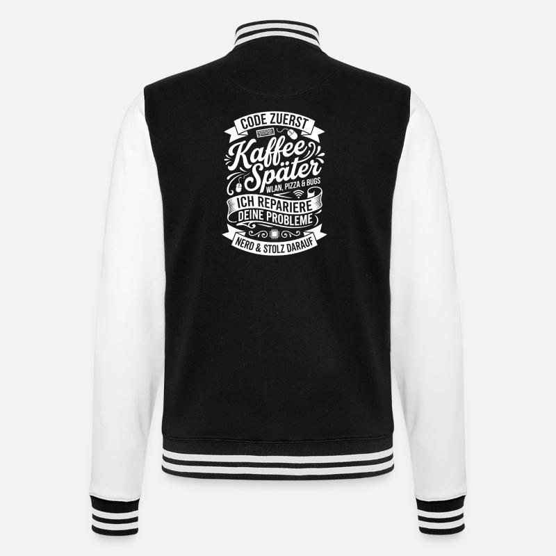 Code First Coffee Later - College Sweat Jacket - black/white