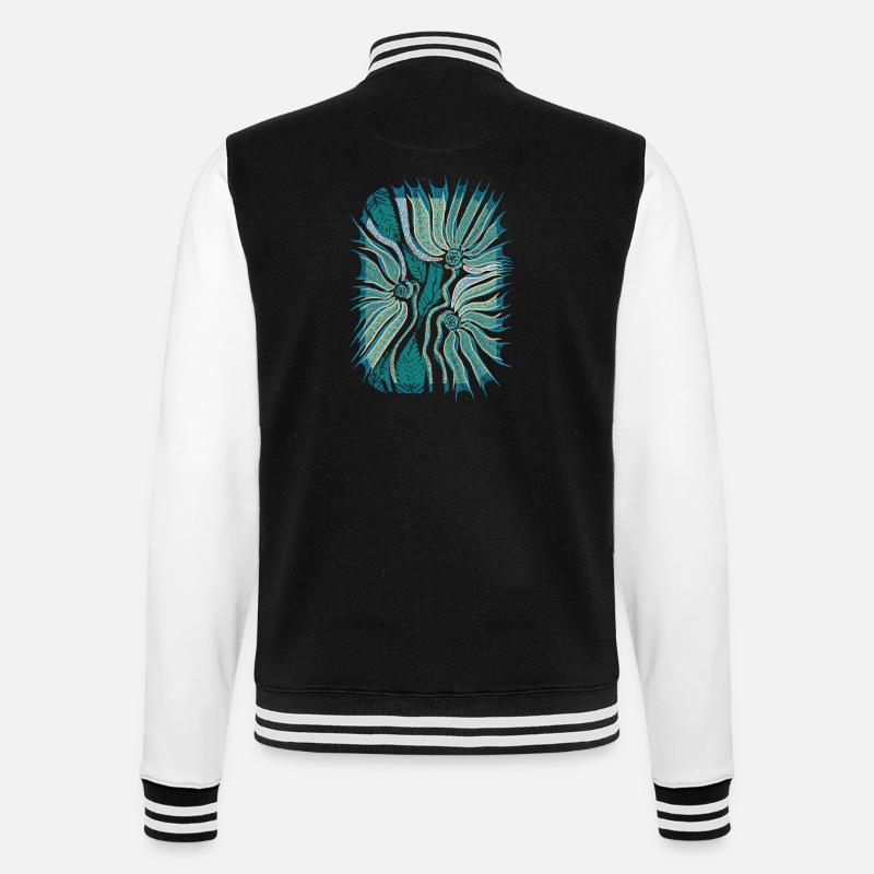 Floraison tropicale abstraite en sarcelle - Veste Teddy - noir/blanc