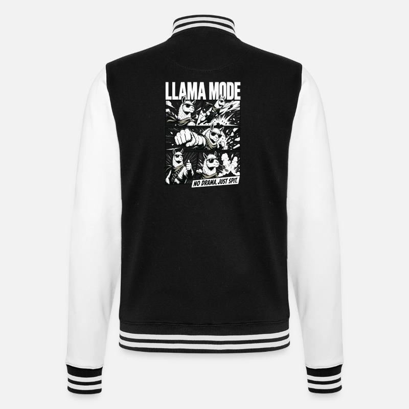 No Drama Llama Comic Vibes - College-Sweatjacke - Schwarz/Weiß